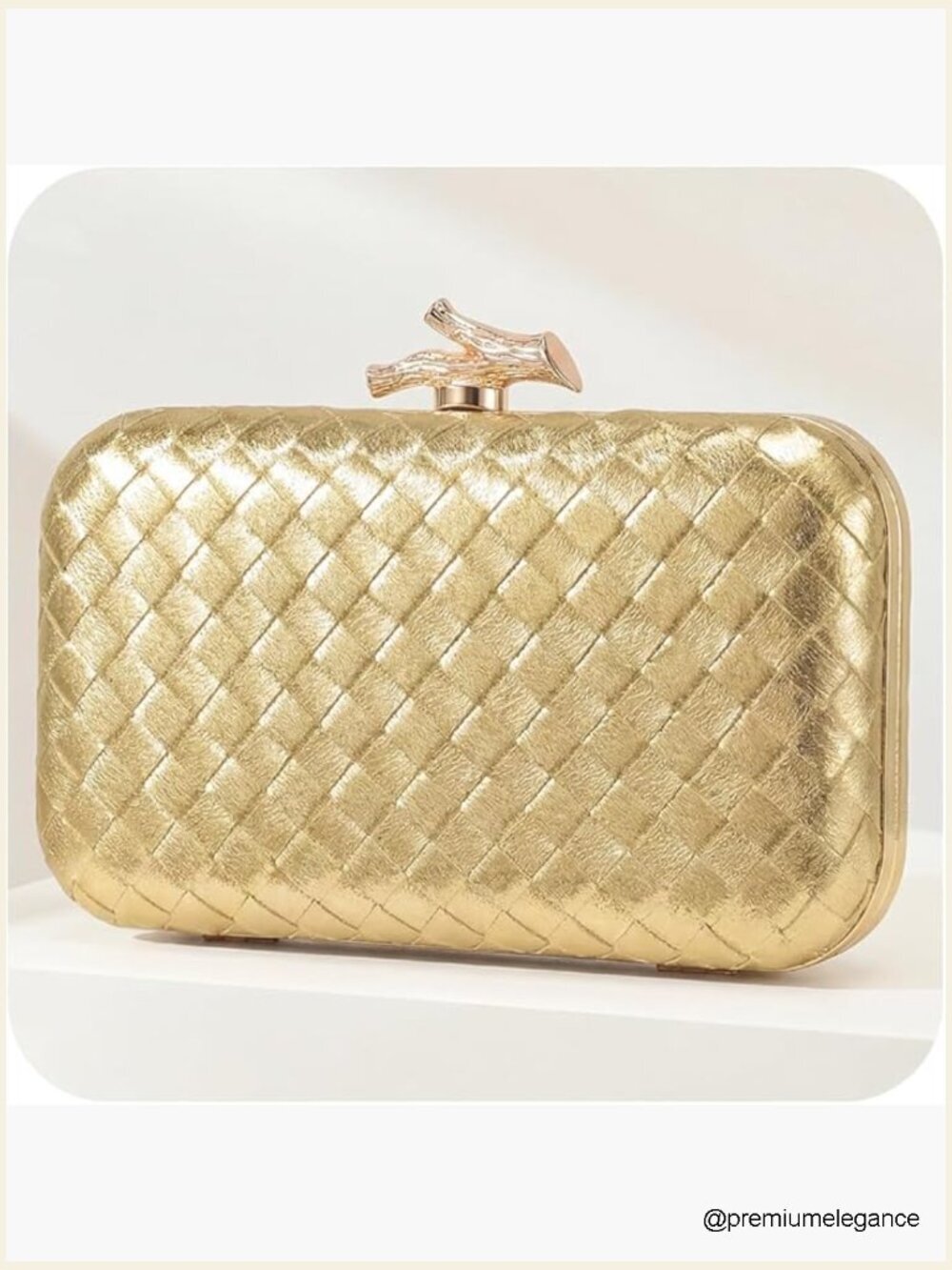 Elegant Woven Clutch with Detachable Chain, PU Leather Evening Bag